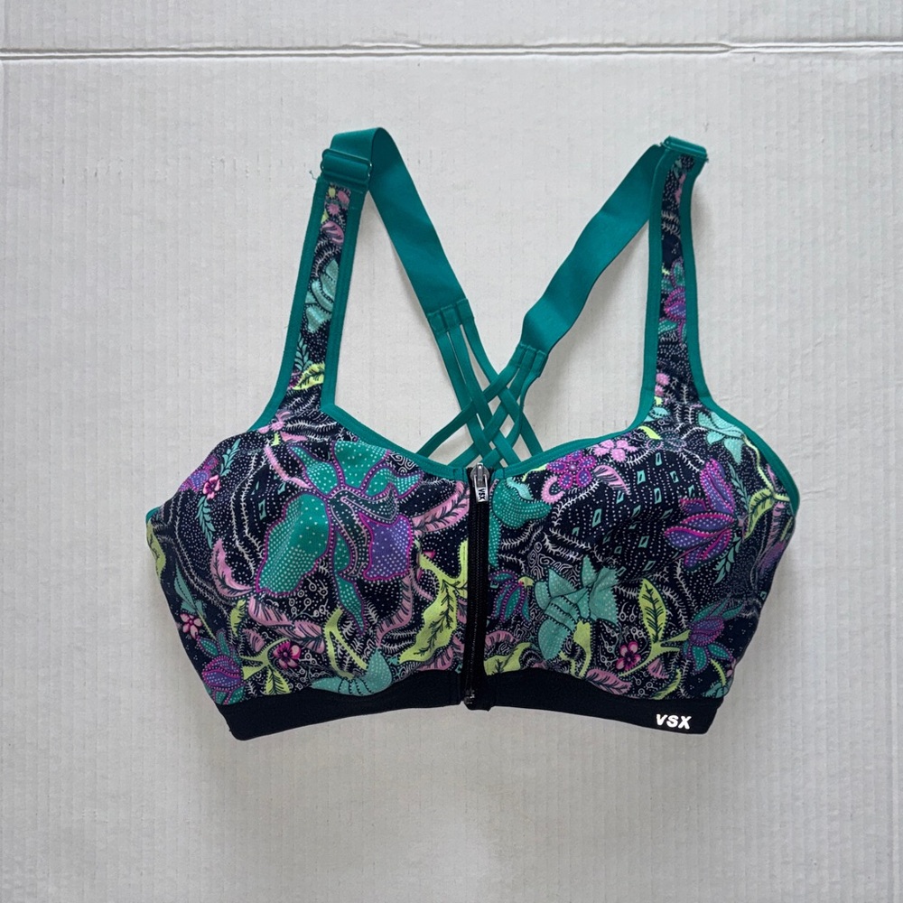 VSX Women's Floral Sports Bra - Teal and Purple
